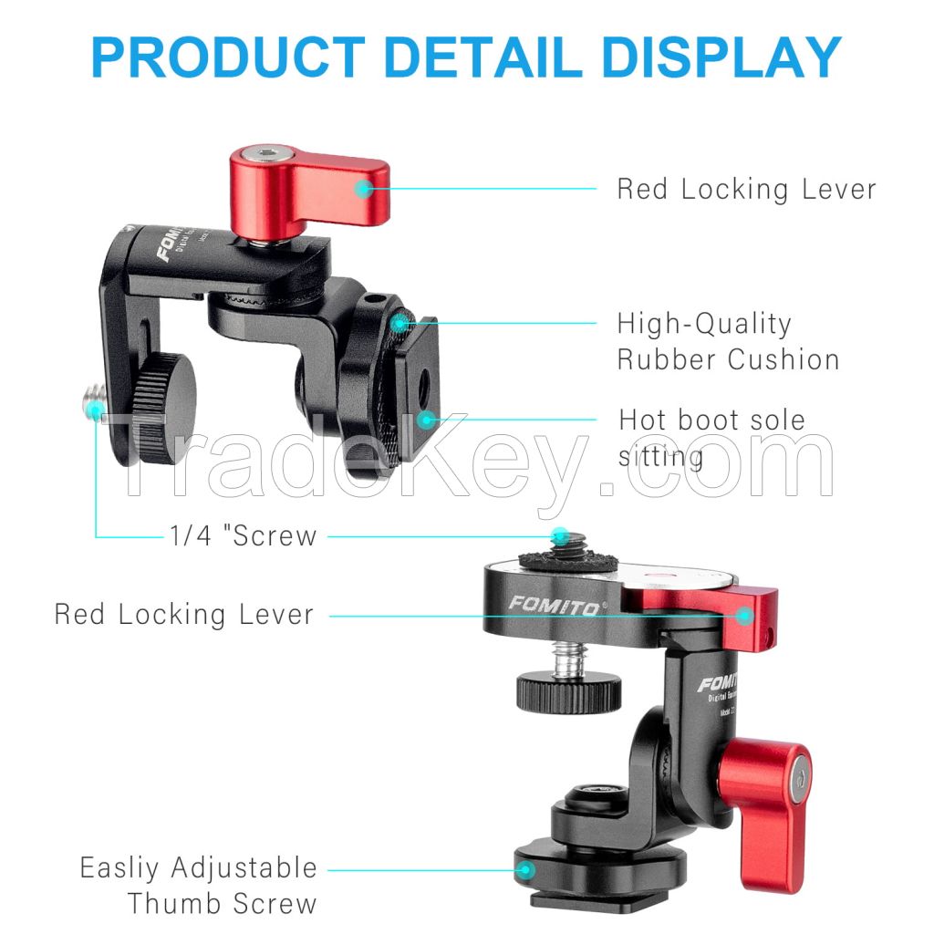 Fomito Rotary Tripod Head Z2 Pro Camera Monitor Holder Mount Arm Hot Shoe Adapter for Flash Speedlite, Field Monitor, LED Video Light, Microphone