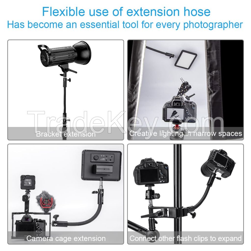 Fomito 12.5 Inch/32cm Flexible Arm Extension Pole with 1/4-3/8in Converter Screw for Marco Ring Light/LED Panel, for Light Stand, Tripod, Monopod Photography, Max Load 5.5lbs/2.5kg