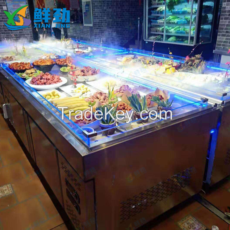 Light ice trough ice table seafood frozen product display cabinet