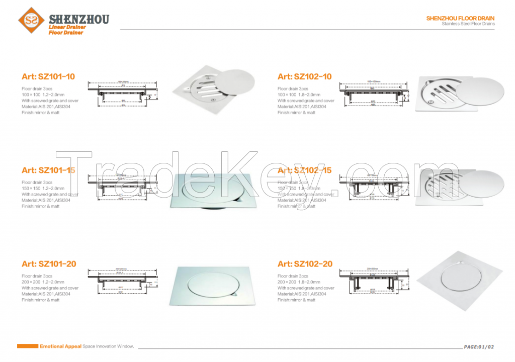 floor drain 3pcs , 201/304 available