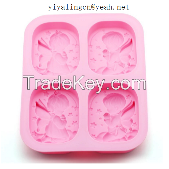 4 Cavity Boy And Girl Angel Shape Silicone Handmade Soap Mold