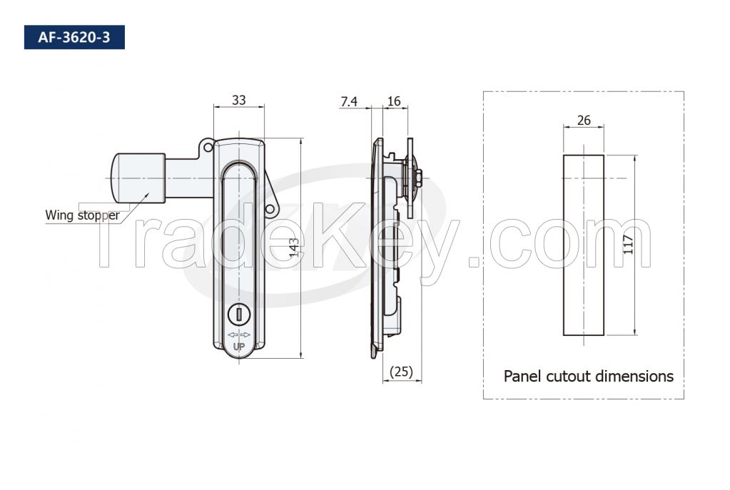 Lock, Long Electrical Cabinet Pop up Alloy Pull Plane Cabinet Lock Lockset AF-3620