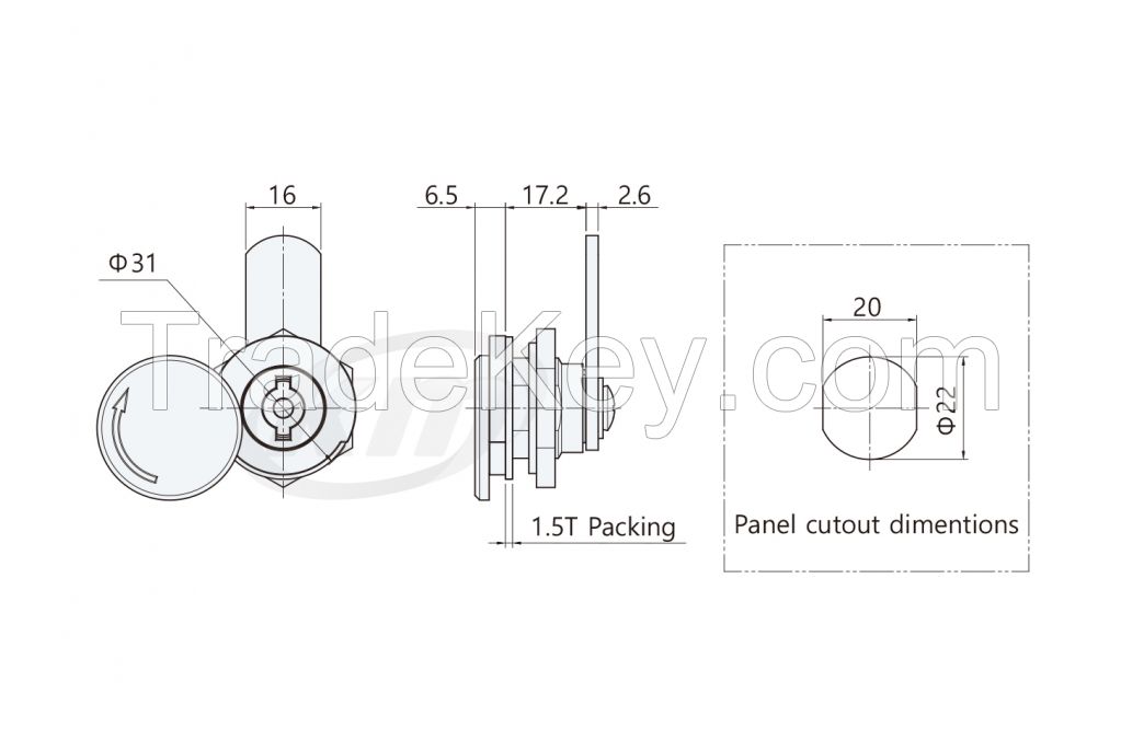 Zinc Alloy Tubular Cam Lock Cylinder and Keyed Alike Tubular Lock KeyTubular Lock AC-3101