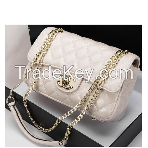 Leather fashion women's bag new trend line diamond chain bag small fragrance style shoulder messenger bag