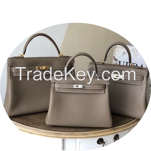 Litchi pattern togo leather one shoulder messenger Kelly bag leather 25 28 32 hand-held genuine leather women's bag lock Kelly