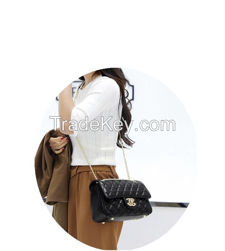 Leather fashion women&#039;s bag new trend line diamond chain bag small fragrance style shoulder messenger bag