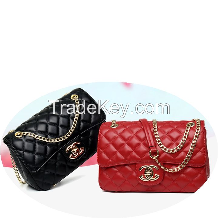 Leather fashion women's bag new trend line diamond chain bag small fragrance style shoulder messenger bag