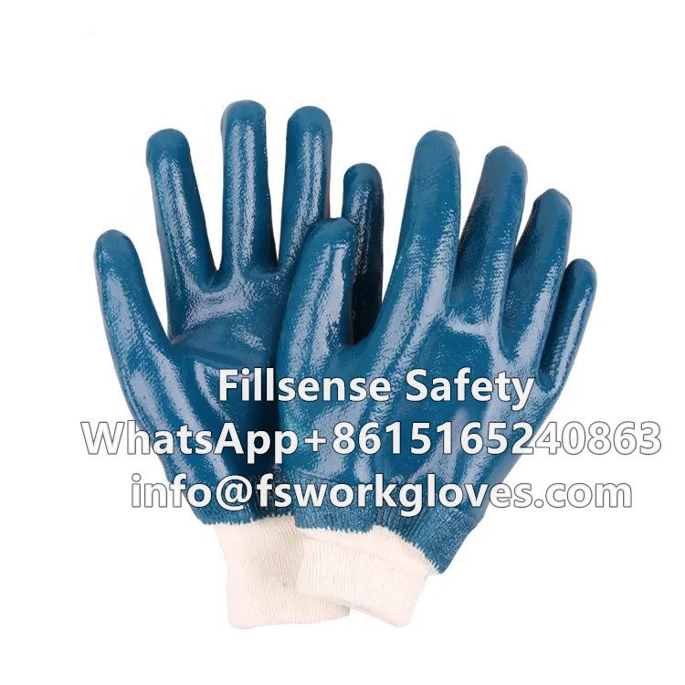 Cotton Jersey Liner Nitrile Coated Heavy Duty Work Gloves