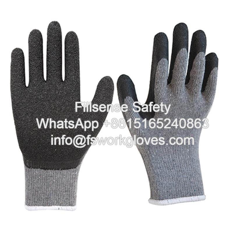 10Gauge 2Yarn Polycotton Liner Latex Crinkle Coated Work Gloves