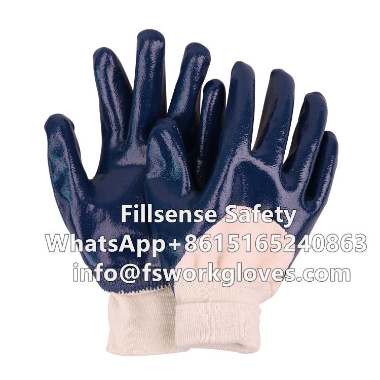 Cotton Jersey Liner Nitrile Coated Heavy Duty Work Gloves