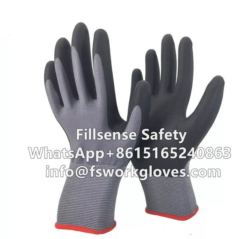 15Gauge Nylon Spandex Liner Nitrile Foam Coated Gloves for Work