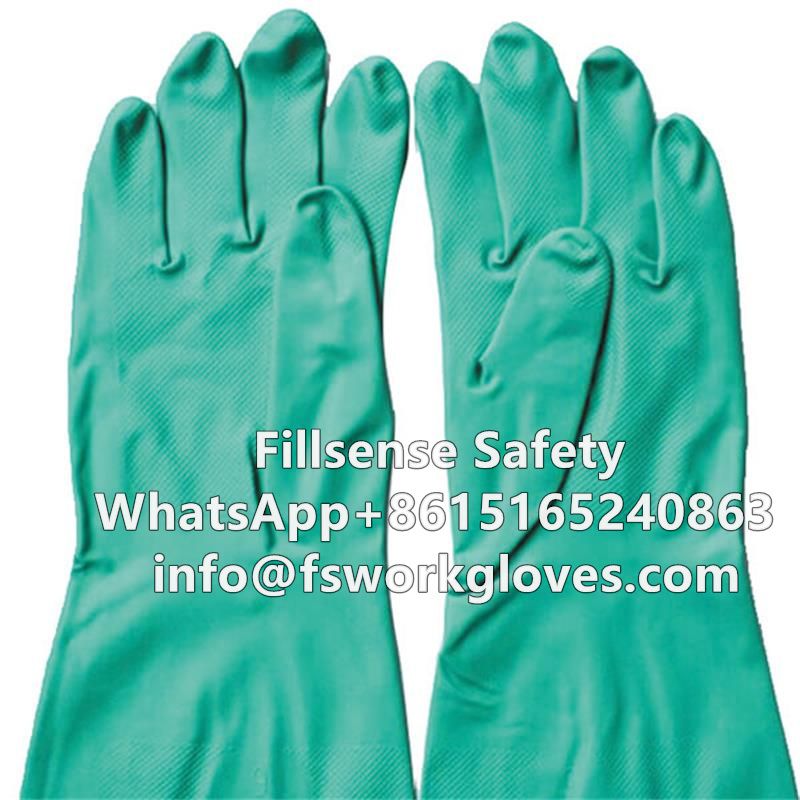 Nitrile Flocklined Industrial Gloves Chemical Resistant Gloves