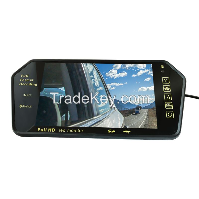 High Resolution 7 Inch Color TFT LCD Car Rearview Mirror Monitor 7 Inch 16: 9 Screen DC 12V 24V Car Monitor for DVD Camera