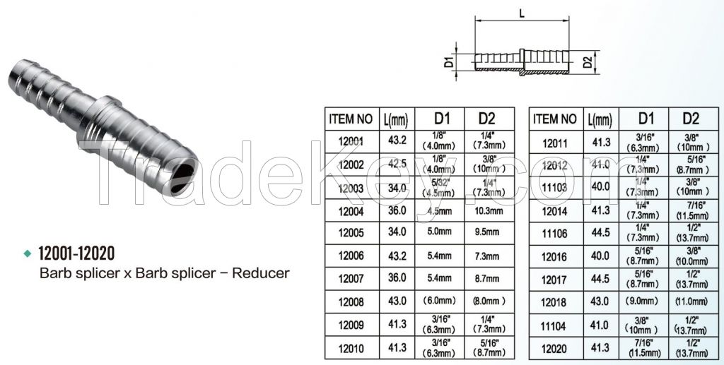 Splice reducing S/S 4mm to 6mm Stainless Steel Barbed Hose Straight Beer Brewing Fitting