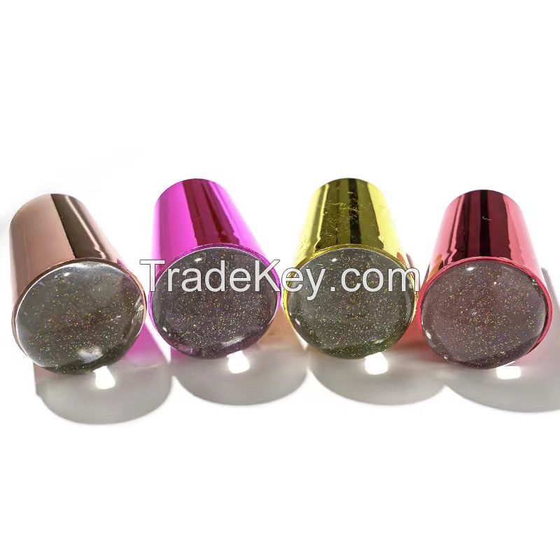 Cross-border nail new colorful seal fully transparent handle five-color silicone head optional print head