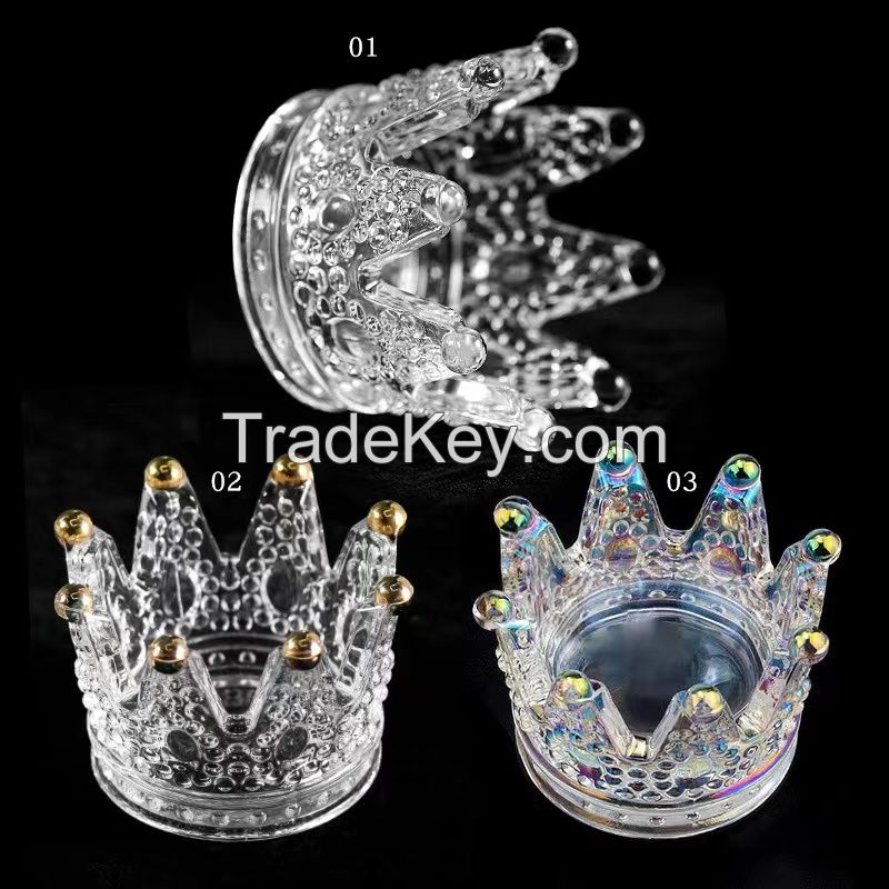 Online celebrity's new Japanese-style Phnom Penh Crown nail art pen holder glass boxed nail art glass crystal pen holder