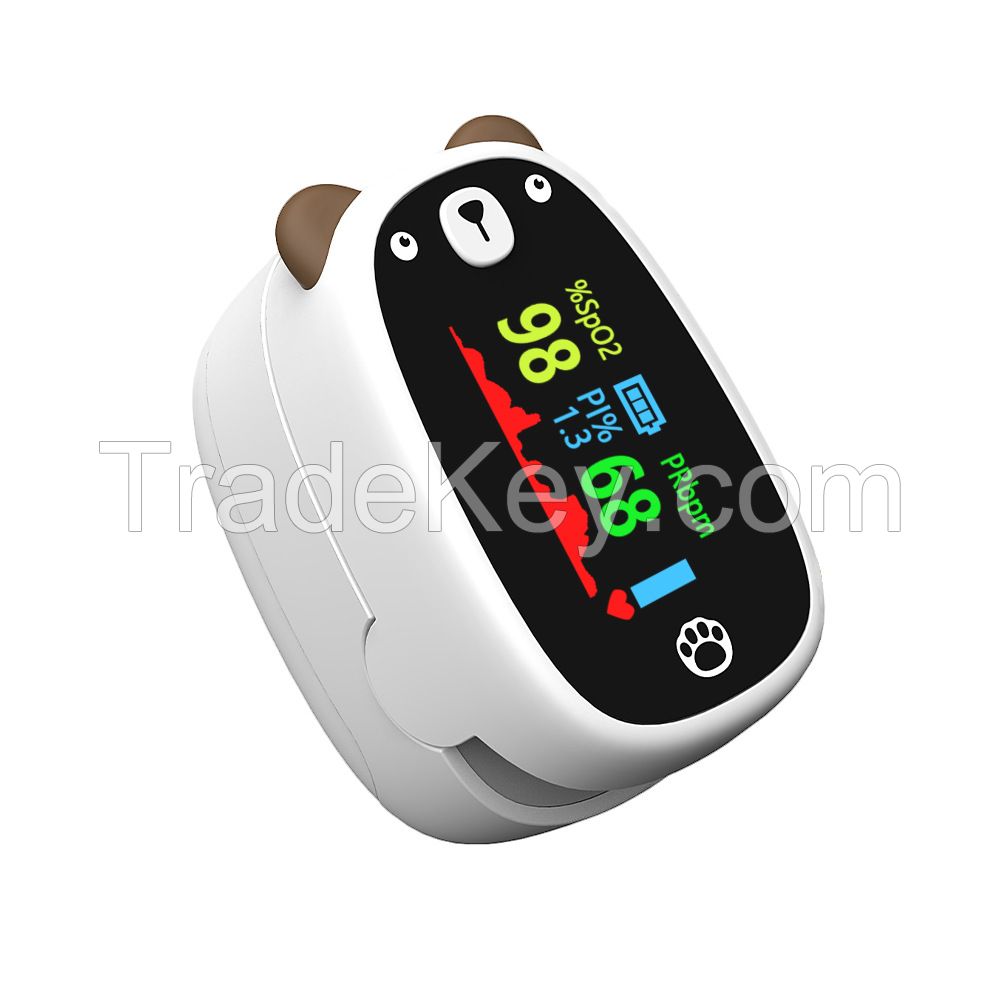 Top quality Spo2 daily check cute bear kids fingertip pulse oximeter 