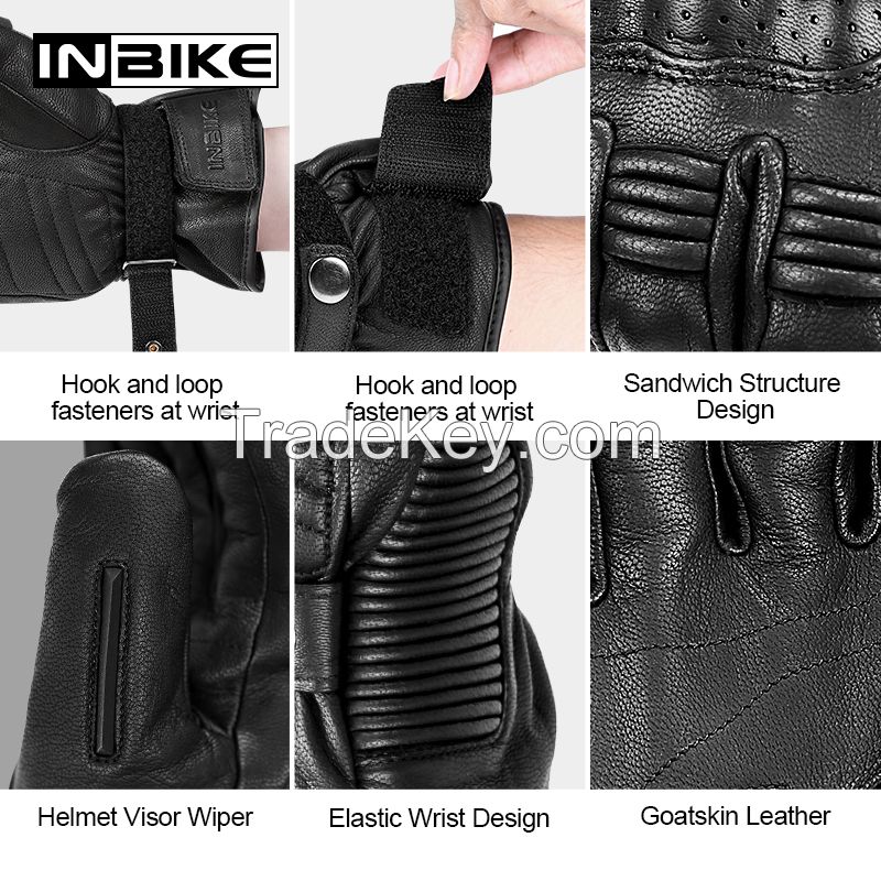 INBIKE Sport Winter Waterproof Gloves Leather Full Finger Racing Riding Motorcycle Gloves CW863