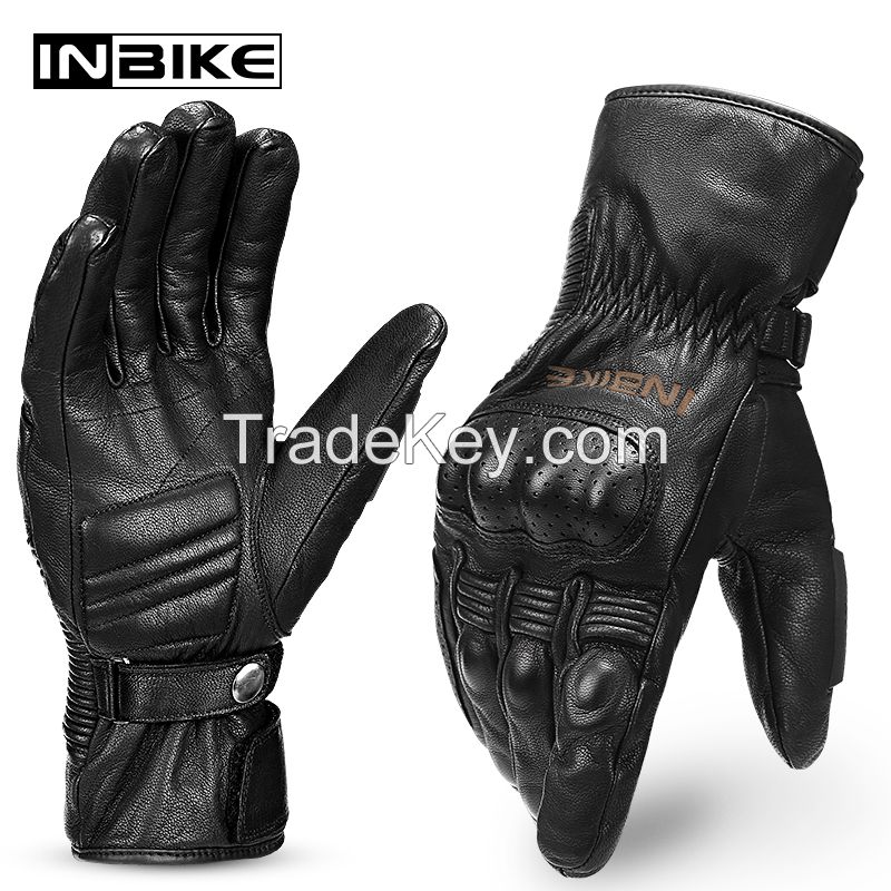 INBIKE Sport Winter Waterproof Gloves Leather Full Finger Racing Riding Motorcycle Gloves CW863