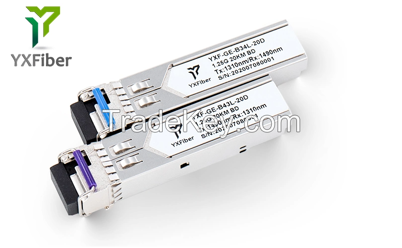 1.25G BIDI 20km 1310nm/1490nm SC SFP Optical Transceiver