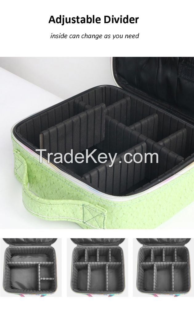 Factory Direct Macaron color cosmetics cases with adjustable compartments makeup box Cute Cosmetics Box