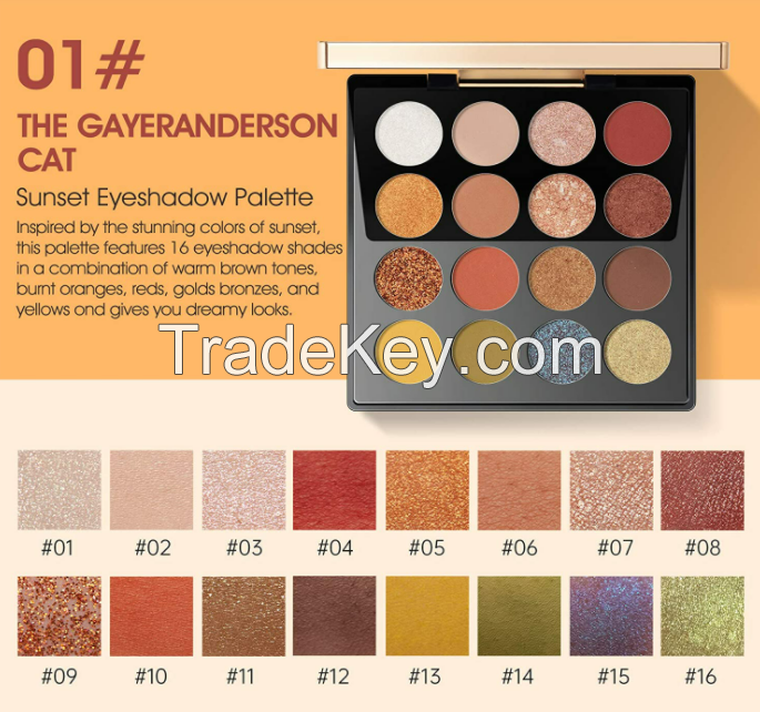 ZEESEA Egypt Eyeshadow Palette The British Museum Collection, Matte Shimmer Glitter Blendable High Pigmented 16 Shades Eye Makeup Palette