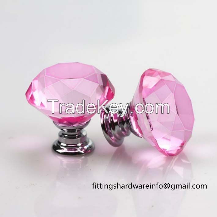 Crystal Drawer Cabinet Knob Diamond Crystal Glass Knob Handle 30mm Suitable for Dresser Kitchen Wardrobe Cabinet