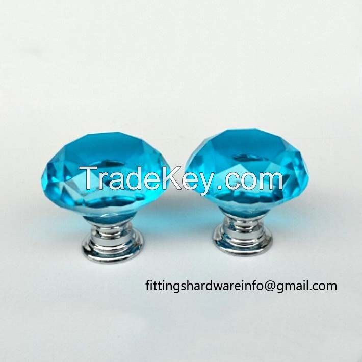 Crystal Drawer Cabinet Knob Diamond Crystal Glass Knob Handle 30mm Suitable for Dresser Kitchen Wardrobe Cabinet