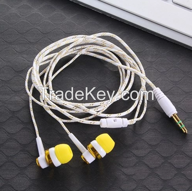 Future Wired Earphone Stereo In-Ear 3.5mm Nylon Weave Cable Earphone Headset With Mic For Laptop Smartphone Gifts