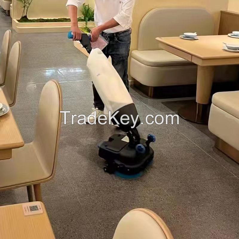 Wireless hand push floor washer