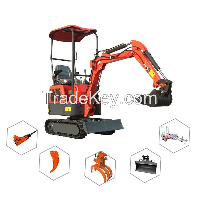 China Manufacture 1 ton 1.2 ton 1.6ton 2 ton Mini Excavator Small Digger Crawler Excavators