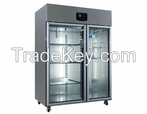 Factory direct sales convenience store double pass front and back open door freezer split beverage supply commercial display cabinet