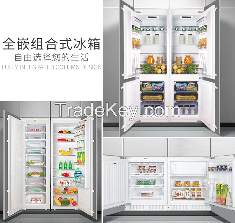 Fully embedded  refrigerator home embedded ultra-thin double door conversion large capacity air-cooled frost-free