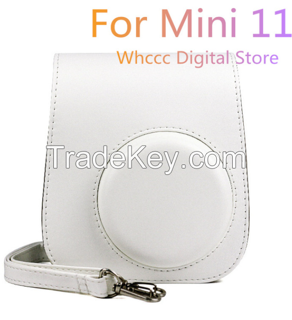 For Instax Mini 11 Camera Case PU Leather Soft Silicone Cover Bag for Fujifilm Polaroid Film Camera Bag with Shoulder Strap