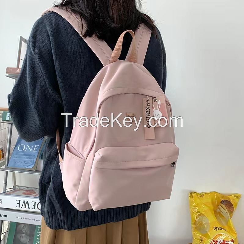 Ins wind schoolbag female Korean high school students small fresh day department simple pure color girl backpack female backpack