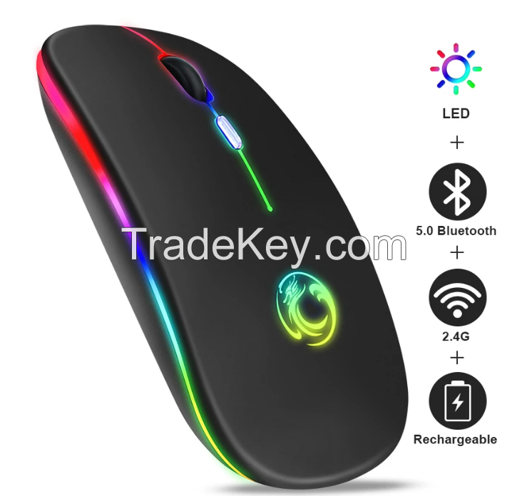 Wireless Mouse Bluetooth RGB Rechargeable Mouse Wireless Computer Silent Mause LED Backlit Ergonomic Gaming Mouse For Laptop PC