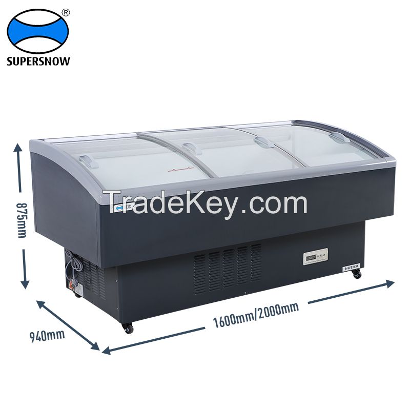 Frozen Food Sliding Glass Deep Freezer Showcase Display Fridge for Sup