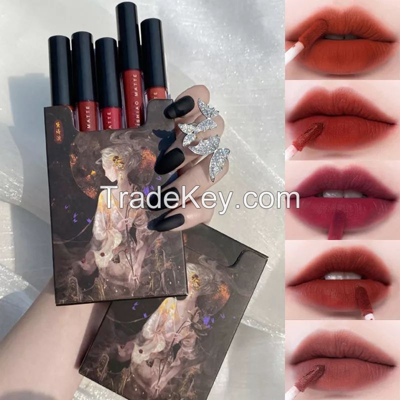 5pcs Set Lip Glaze Box lipstick Matte Velvet Lipsticks