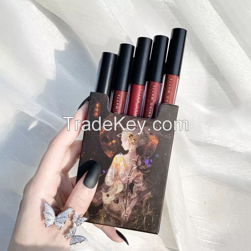 5pcs Set Lip Glaze Box lipstick Matte Velvet Lipsticks