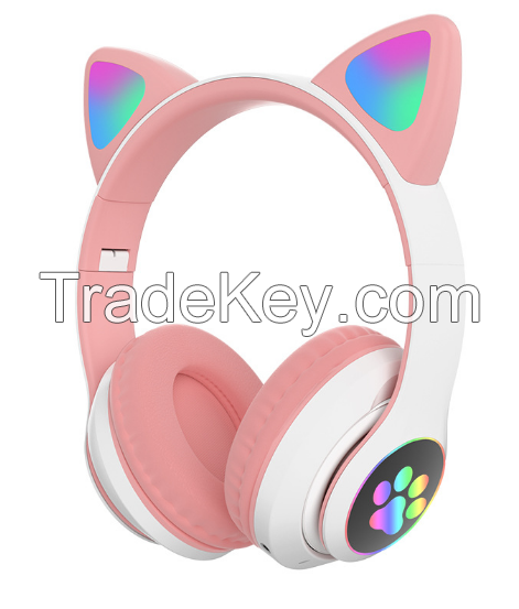 Cat Bluetooth headset 5.1 headset wireless sports game bag headset cute trend long battery life