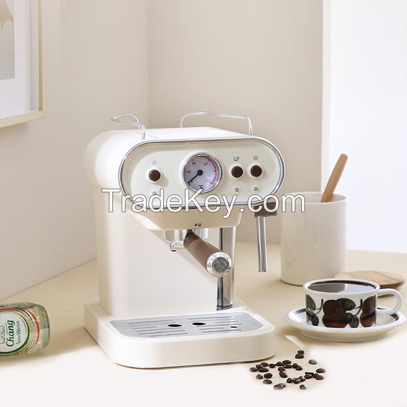 15bar Italian Electric Coffee Machine Espresso Maker Retro Semi-Automatic Pump Type Cappuccino with Steam Milk Frother