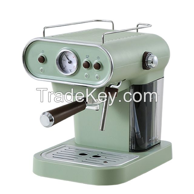 15bar Italian Electric Coffee Machine Espresso Maker Retro Semi-Automatic Pump Type Cappuccino with Steam Milk Frother