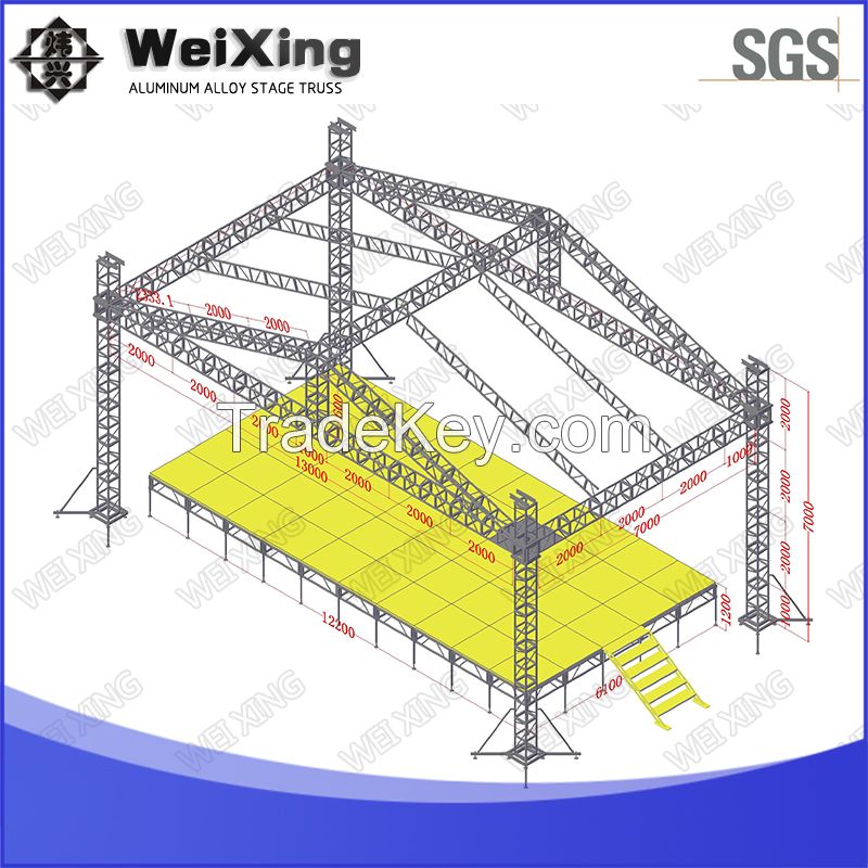 Aluminum Lighting Portable Mobile Event Concert Stage Equipment Truss with Roof System