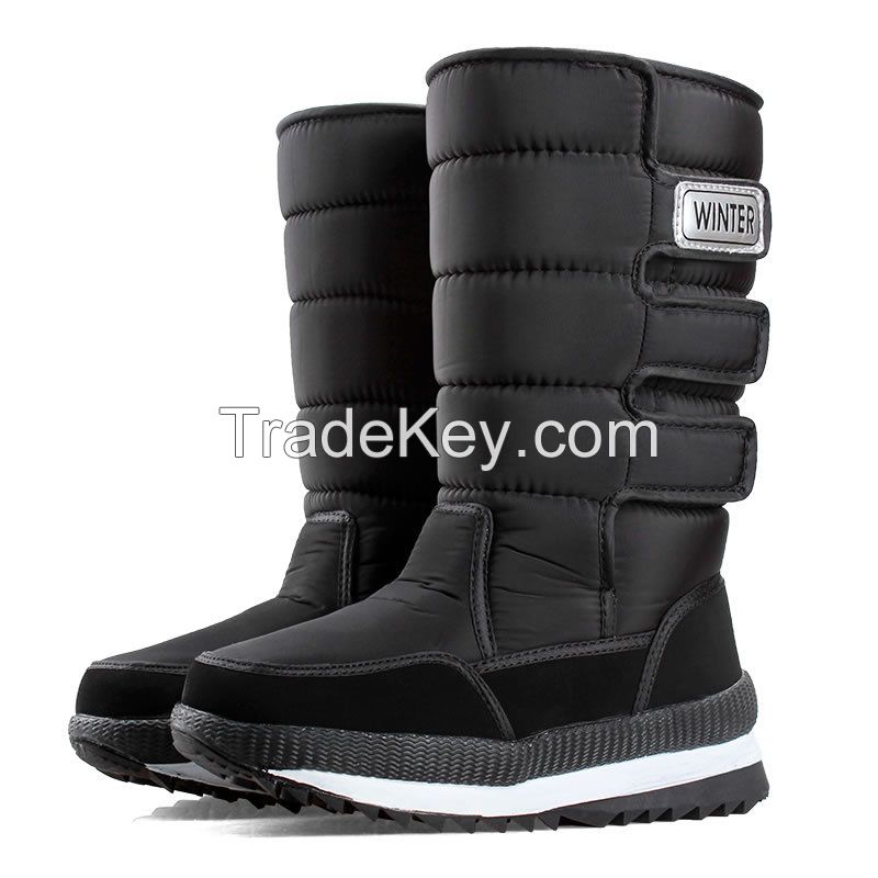 Winter fleece men's warm velcro snow boots high top cotton shoes For  Thick Plush