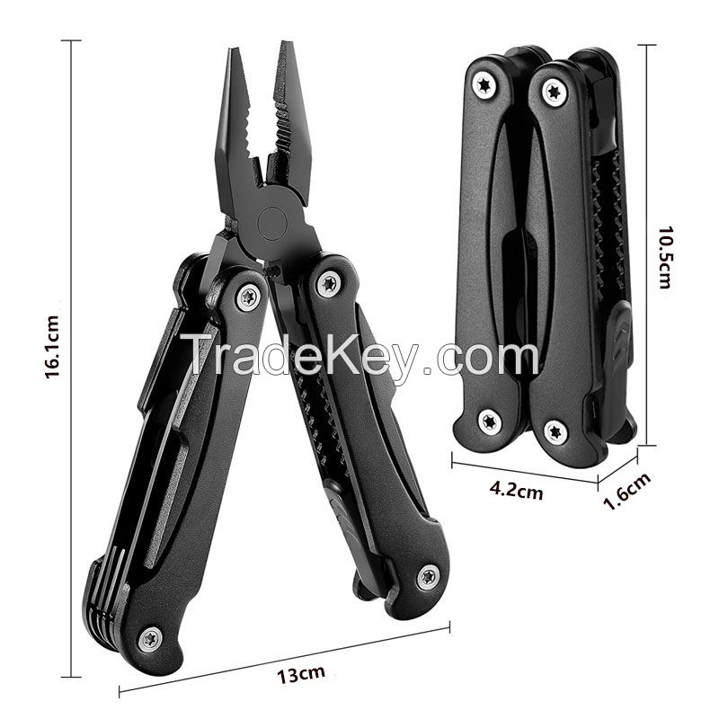 Hot selling 12 in one all-black Hand Tool Pliers Outdoor Multi-function Folding Pliers