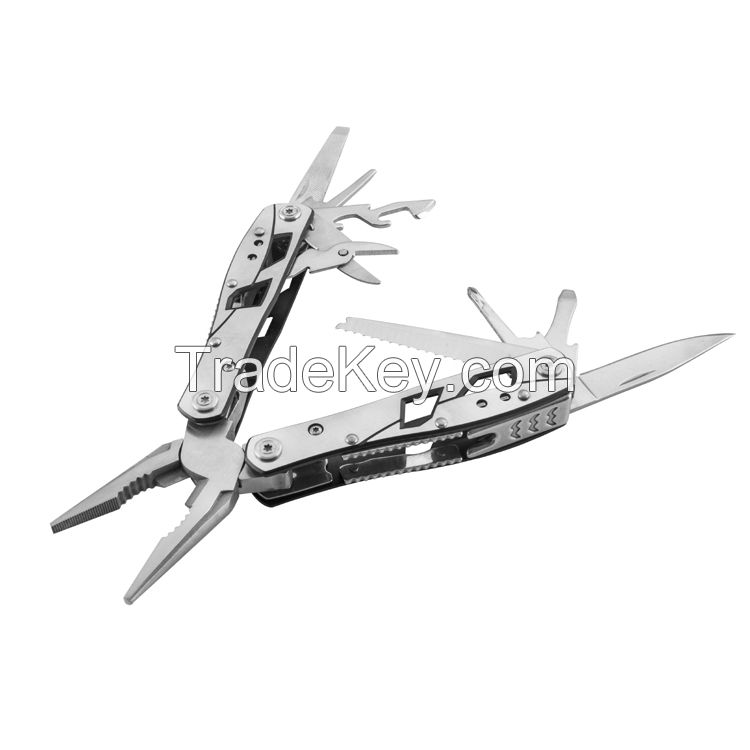 Outdoor 13 in 1 Stainless Steel Silver Custom Hand Portable Multi Function Tools Camping Multi Pliers with Knife