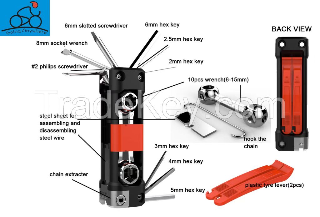 Multi Tool For Bicycle Repair With Wrench and Screwdriver