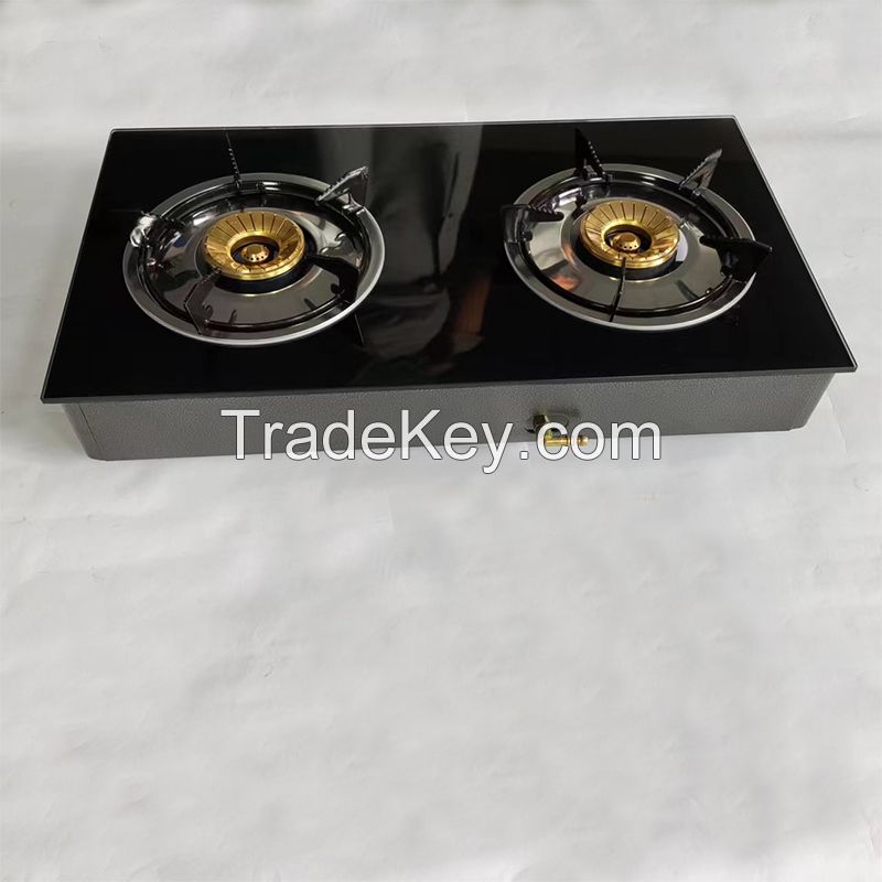 Kitchen Appliance double burner tempered glass gas stove