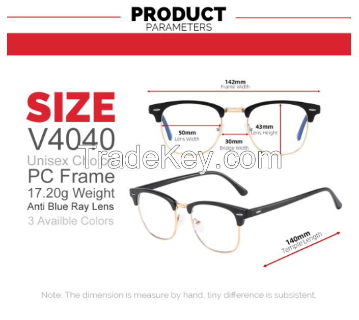 VIVIBEE Classic Semi Rimless Anti Blue Light Blocking Glasses Men Square Ray Filter Eyeglasses Frames Computer Women Goggles