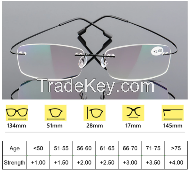 1PC Rimless Reading Glasses Men Women Memory Titanium Presbyopic Eyeglasses High-definition Eyewear Vision Care +1.0~+4.0